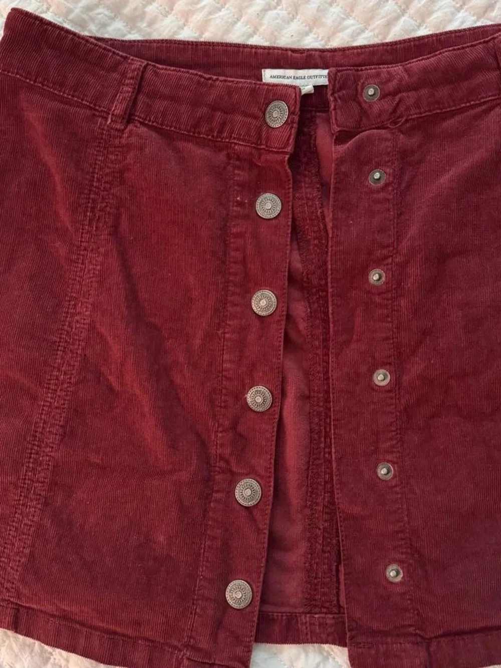 American Eagle button-down burgundy corduroy mini skirt- Size 6